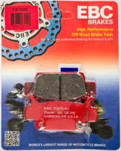 Load image into Gallery viewer, EBC Motorcycle Brakes Carbon X Series brake pads Fa704x with black friction material and metal backing plate for optimal stopping power.