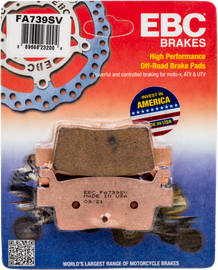EBC Motorcycle Brakes Fa739sv Severe Duty SV Series brake pads shown in close-up, highlighting their durable design for motorcycles.