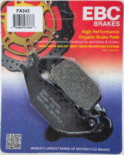Load image into Gallery viewer, EBC Motorcycle Brakes organic brake pads with black friction material and metal backing plate, designed for motorcycle braking systems.