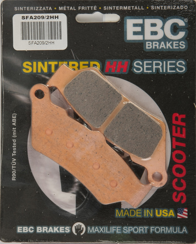EBC Motorcycle Brakes brake pads Sfa209/2hh Double-H Sintered for motorcycle braking system, showing metallic pad surface.