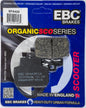 EBC Motorcycle Brakes Sfa425 organic brake pads showing black friction material and metal backing plate.