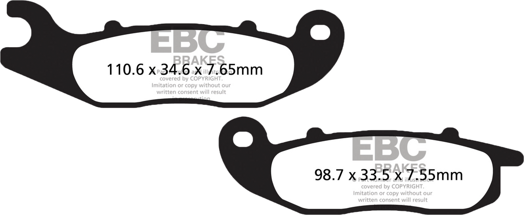 EBC Motorcycle Brakes Sfa693hh Double-H Sintered Brake Pads installed on motorcycle wheel, close-up view of brake pad surface.
