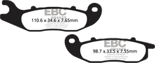 Load image into Gallery viewer, EBC Motorcycle Brakes Sfa693hh Double-H Sintered Brake Pads installed on motorcycle wheel, close-up view of brake pad surface.