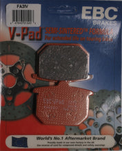 Load image into Gallery viewer, EBC Motorcycle Brakes V-Series brake pads for 15-31V motorcycle braking system, showing the black brake pad with metal backing