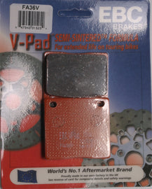 EBC Motorcycle Brakes V-Series brake pads for motorcycles, showing the black brake pad with detailed surface texture.