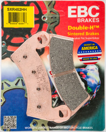 EBC Motorcycle Brakes SXR Brake Pads 15-452SXR showing black brake pad with metal backing for motorcycle braking system