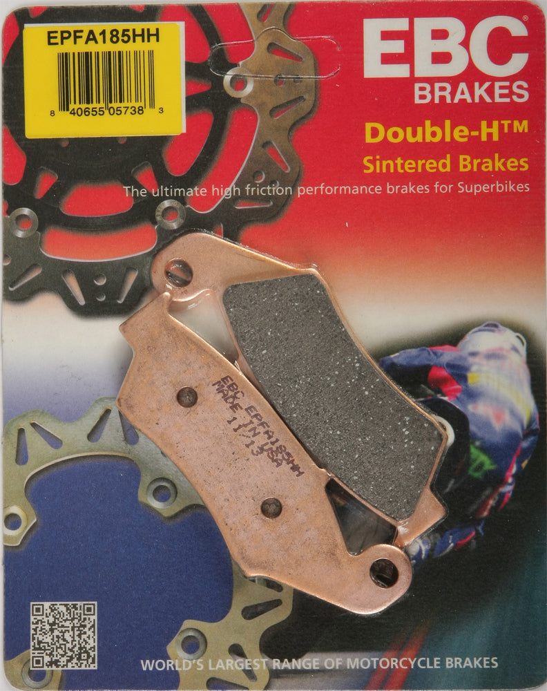 EBC Motorcycle Brakes Extreme Pro Brake Pads with black friction material and metal backing plate for enhanced stopping power