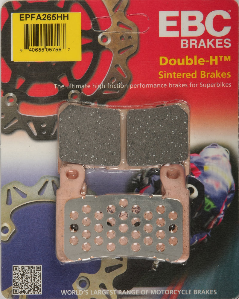 EBC Motorcycle Brakes Extreme Pro Brake Pads showing the black ceramic friction material and metal backing plate.