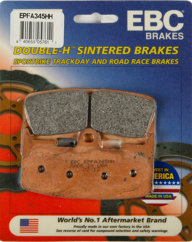 EBC Motorcycle Brakes Extreme Pro brake pads with black and metal design, durable friction material for high-performance stopping power