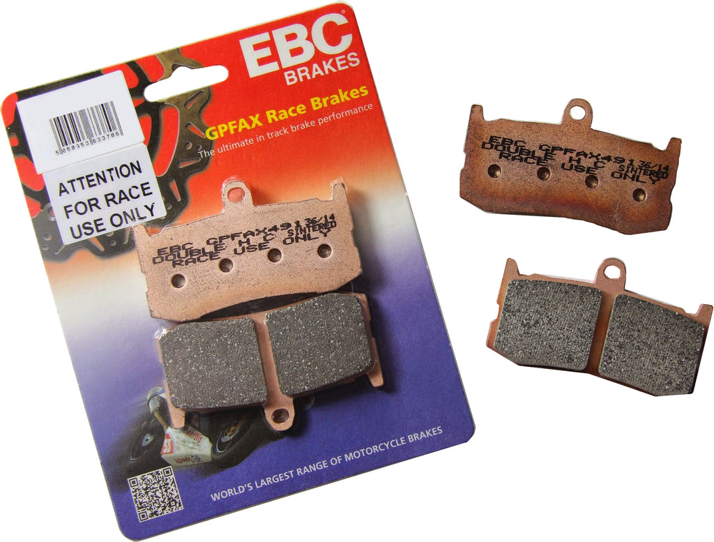 EBC Motorcycle Brakes GPFAX Race Brake Pads for high-performance motorcycle racing, durable and designed for race track use.