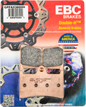 EBC Motorcycle Brakes Gpfax brake pads for racing, shown in black with metal backing plates, designed for high-performance motorcycle braking.