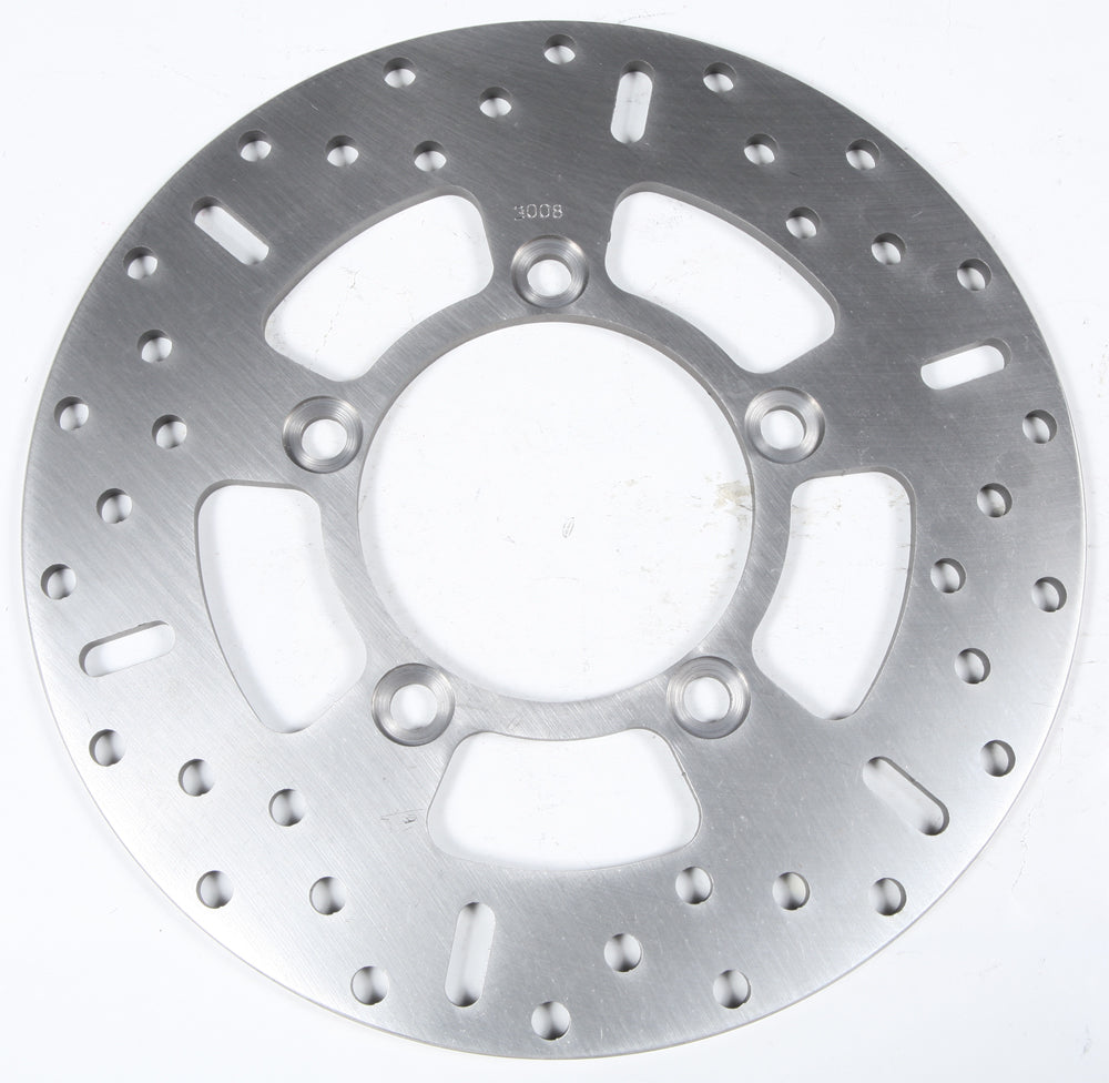 EBC Motorcycle Brakes standard brake rotor 15-3008 showing a metallic disc with drilled holes for improved braking performance