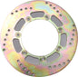 EBC Motorcycle Brakes standard brake rotor with vented design, silver finish, and drilled holes for improved braking performance.