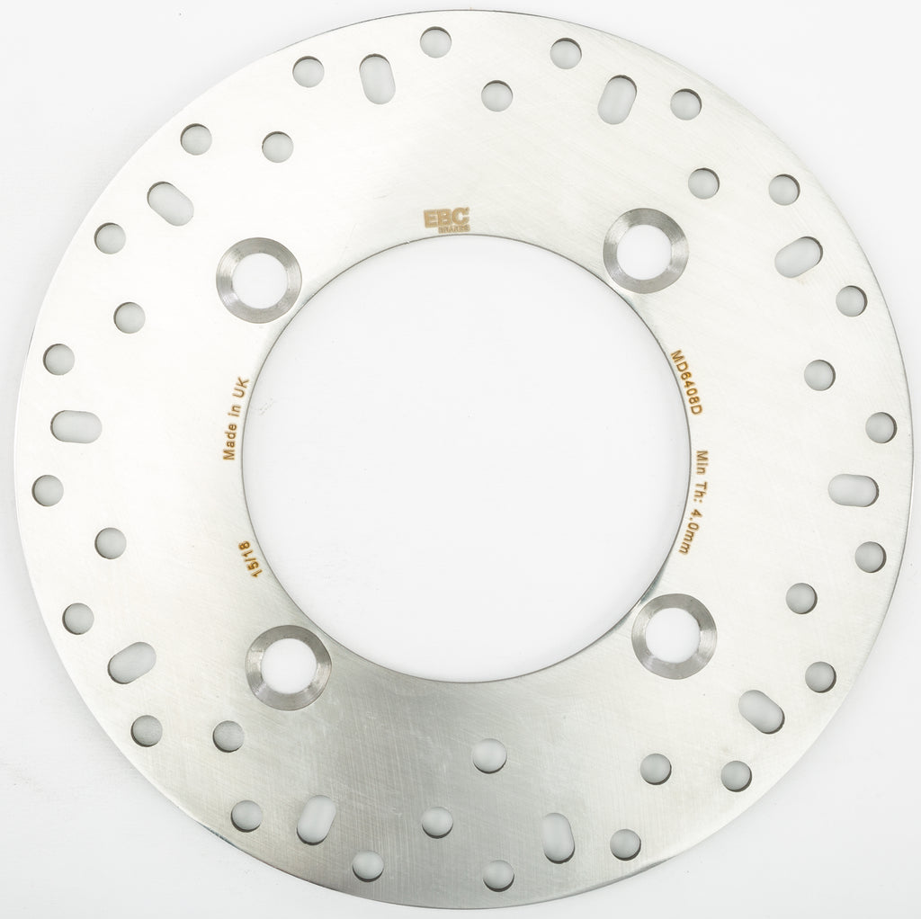 EBC Motorcycle Brakes standard rotor 15-6408 showing a close-up of the brake rotor with vented design and branding.