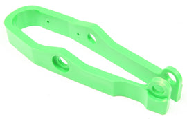 Acerbis green swingarm chain slider for drive chain protection on motorcycle, with visible mounting points and textured surface.