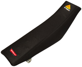 Polisport Plastics black complete seat for motorcycles or bikes, with a sturdy, contoured design for comfort and durability.
