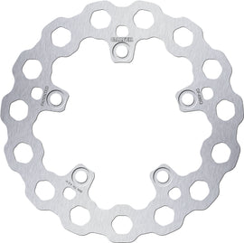 GALFER Cubiq Fixed Rear Brake Rotor 17-3911 showing a silver high-performance motorcycle brake rotor with drilled holes for improved cooling.