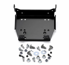 Warn winch mount bracket for Yamaha models, durable steel construction, designed to securely attach Warn winches.