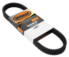 Ultimax Max Drive Belt 22-1136M3 showing a black rubber belt with reinforced edges, designed for automotive engine applications.