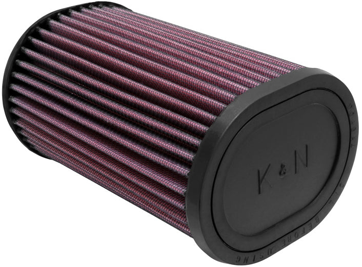 K&N Air Filter 791390 for vehicle engine, showing a cylindrical reusable air filter with pleated cotton media and rubber edges.