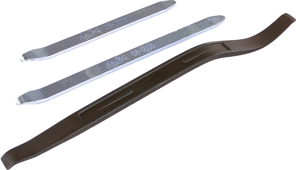 Motion Pro tire iron set with 8-inch, 11-inch, and 15-inch tools for motorcycle and bike tire changing.