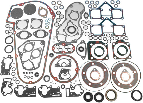 James Gasket motor shovel gasket with beaded chain cover kit, showing detailed seal components and matching brand markings.