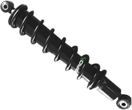 Bronco front gas shock absorber with black metal body and mounting components for vehicle suspension.