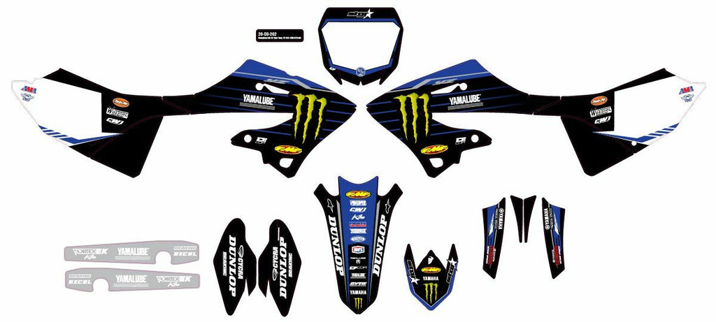 DCOR Yamaha YZ250 complete kit with 22-star white background, part number 862-2050262, featuring engine components and accessories.