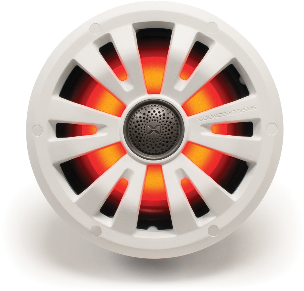 EcoXGear 8-inch marine speaker for outdoor audio, durable waterproof design, ideal for boats and marine environments.