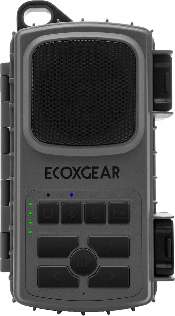 EcoXGear Ecoextreme 2 grey portable Bluetooth speaker with rugged design and waterproof features for outdoor use.