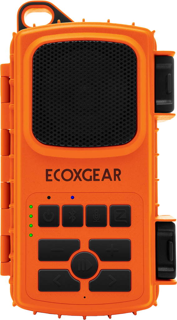 EcoXGear Ecoextreme 2 orange portable speaker for audio, visual, and communication with rugged design.