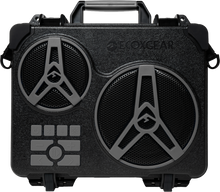Load image into Gallery viewer, EcoXGear Ecojourney grey portable speaker with built-in communication features, shown in a close-up image.
