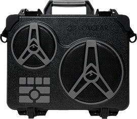 EcoXGear Ecojourney grey portable audio, visual, and communication device with buttons and display screen.