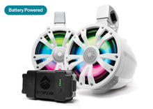 Load image into Gallery viewer, EcoXGear Extrmtower 2-pack portable speakers with batteries in white, designed for outdoor audio and communication.