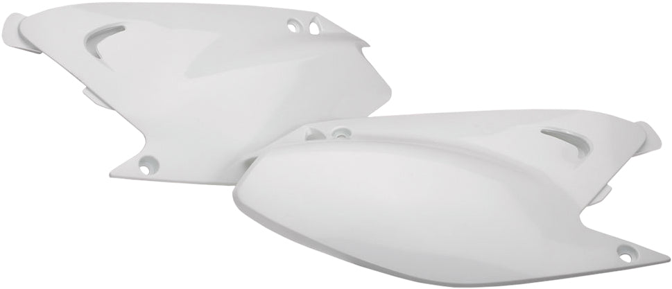 White Acerbis side panels for motorcycles, model 1590-2906, showing the sleek design and brand logo on the surface.