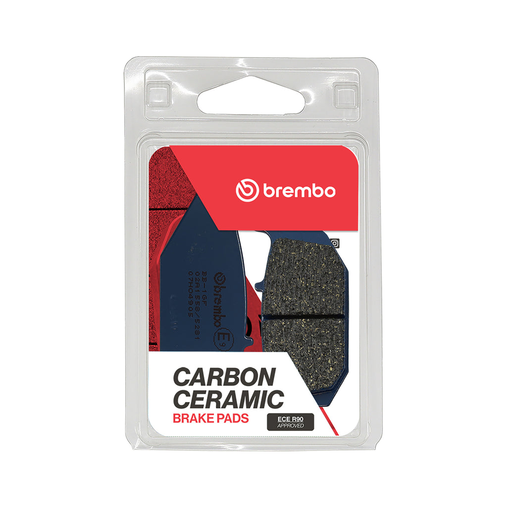 Brembo Prime CC Sintered Brake Pads for cars, showing the black, metal brake pad with Brembo branding in the image.