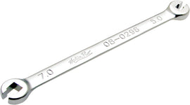 Motion Pro 5.0mm x 7.0mm spoke wrench for motorcycle wheel spokes, durable tool with ergonomic handle for tightening and loosening.