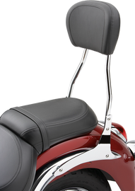 Chrome Cobra Std round sissy bar with padded backrest for Honda Aero 750 motorcycle, designed for model years 2004-2016.