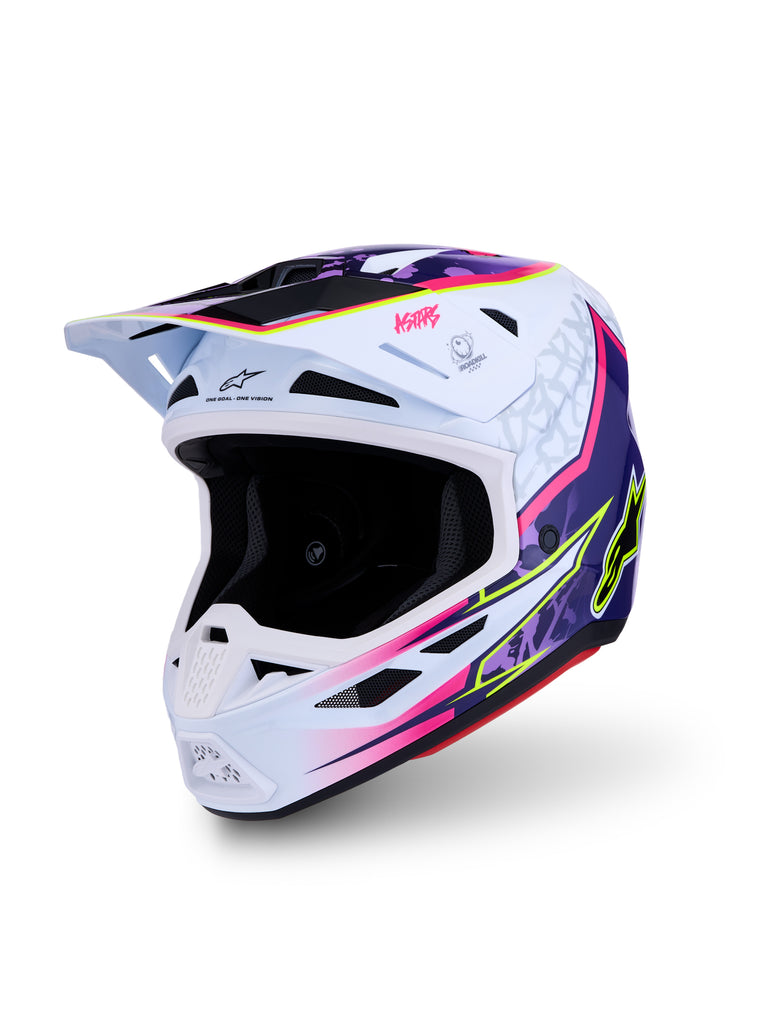 S M7 Blaster Helmet Ece06/Dot Prpl/Pink/Wht Glossy Sm