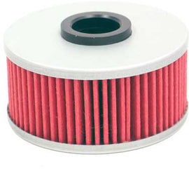 K&N Oil Filter 56-0144 showing the cylindrical filter with black exterior and metal end caps, designed for automotive oil filtration.
