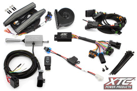 XTC POWER PRODUCTS auto turn signal kit with billet lever and front DRL lights, installed on a vehicle for enhanced illumination.