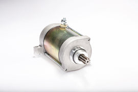 Ricks Motorsport Electric starter motor for vehicles, showing the black cylindrical component with electrical connections and mounting points.