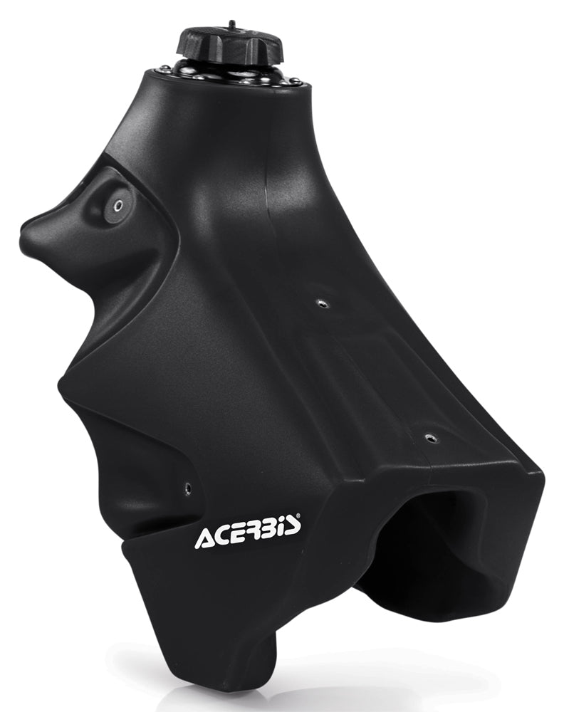 Acerbis black 3.2-gallon fuel tank with secure cap and mounting points, designed for motorcycle or off-road vehicle.
