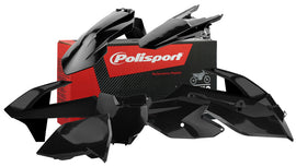 Polisport Plastics black plastic body kit with panels and components, designed for motorcycle or ATV customization.