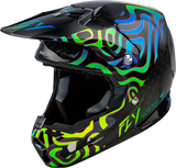 Fly Racing Yth Formula S Carbon Zen Hlmt Black Carbon/Blue/Yellow Yl 73-4468YL