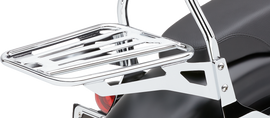 Chrome Cobra Sissy Bar Luggage Rack Tube for motorcycles, durable and sleek with mounting brackets and polished finish.