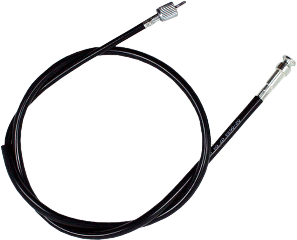 Motion Pro black vinyl tachometer cable 70-2033 for motorcycle or vehicle control lines, showing the cable with fittings and black vinyl exterior.