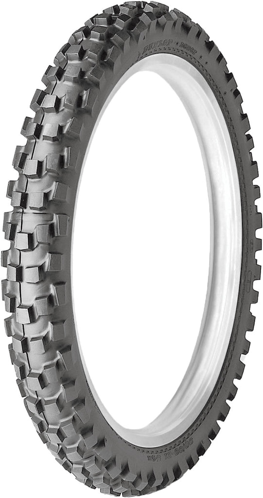 Dunlop D606 front motorcycle tire, 90/90-21 size, bias ply street tire with tread pattern suitable for off-road and street riding.