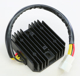 Ricks Motorsport Electric Regulator and Rectifier 27-10218 for motorcycle electrical systems, showing the compact black device.