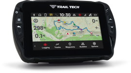 Trail Tech Voyager Pro4 GPS kit for snow vehicles, showing the device with mounted screen and control buttons.